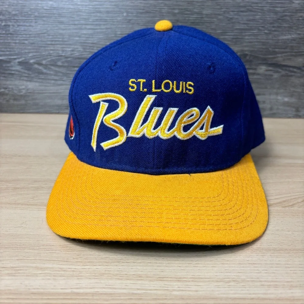 Vintage St Louis‎ Blues Hat 7 3/8 Blue Wool Sports Specialties Script Center Ice